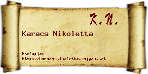 Karacs Nikoletta névjegykártya